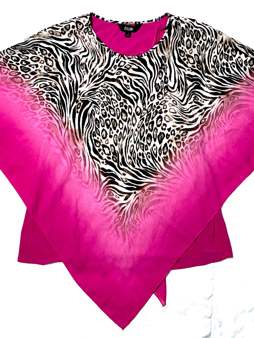 Slim Factor By Investments Hot Pink Animal-Print tunic